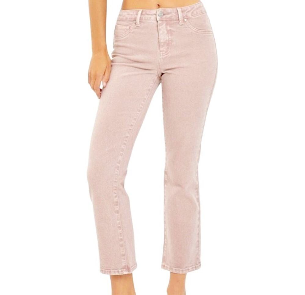 Risen Womens Mauve Mid Rise Straight Crop Zip Fly Jeans Size 5/27